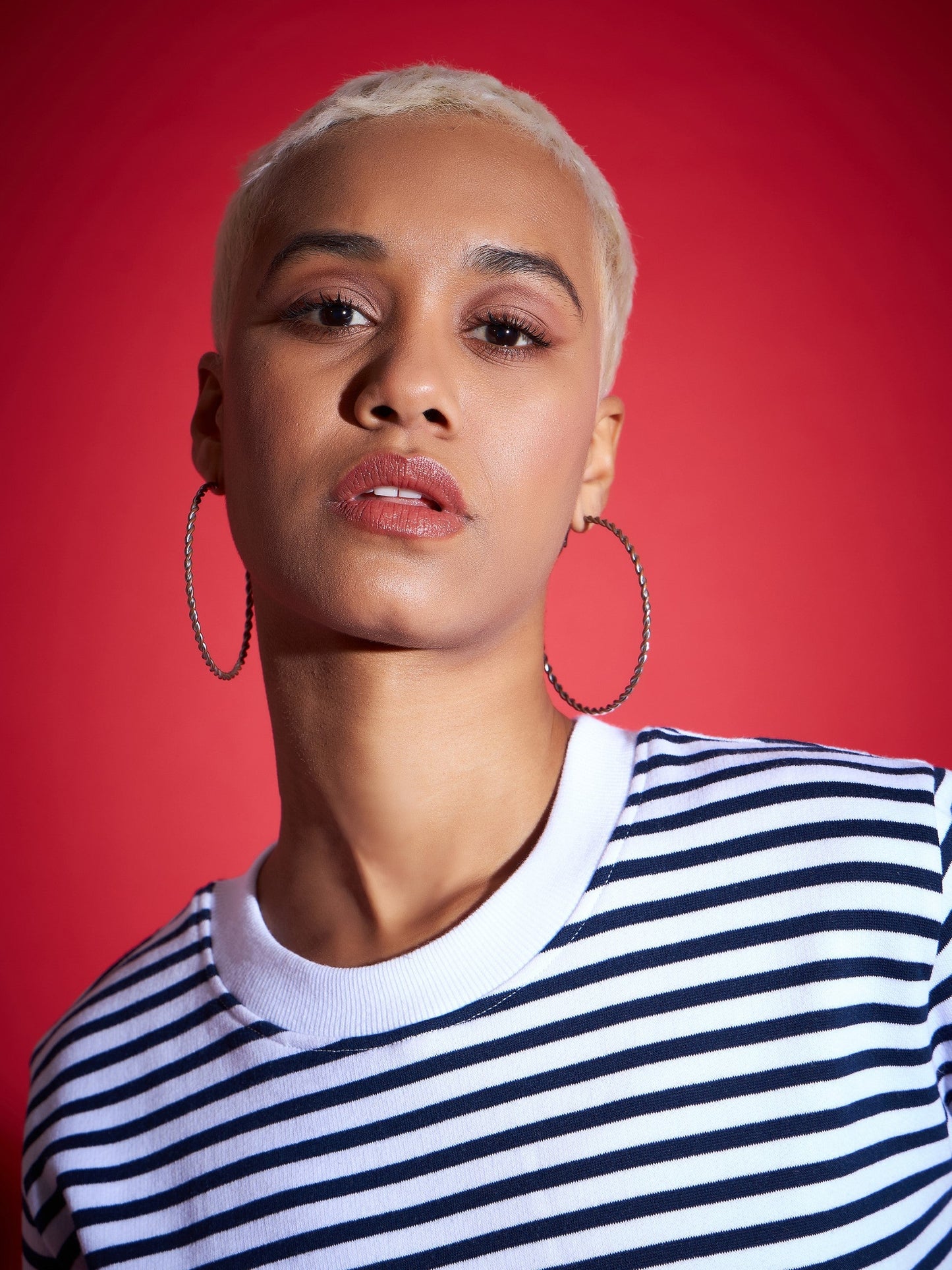 Navy & White Striped Fleece Sweatshirt