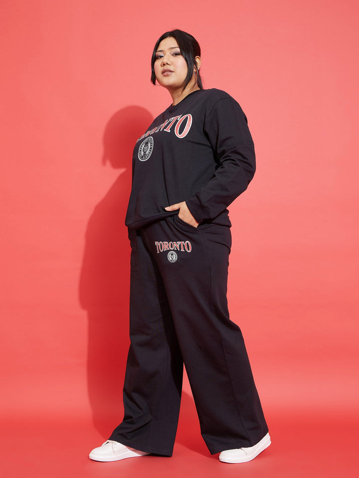Black TORONTO Fleece Sweatshirt-SASSAFRAS Curve