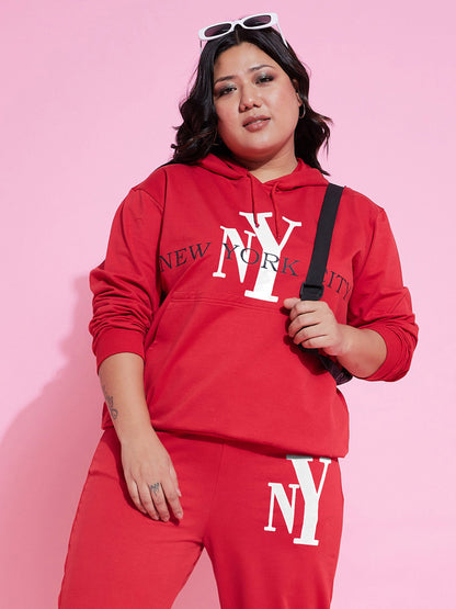 Red NEW YOKE Fleece Hoodie