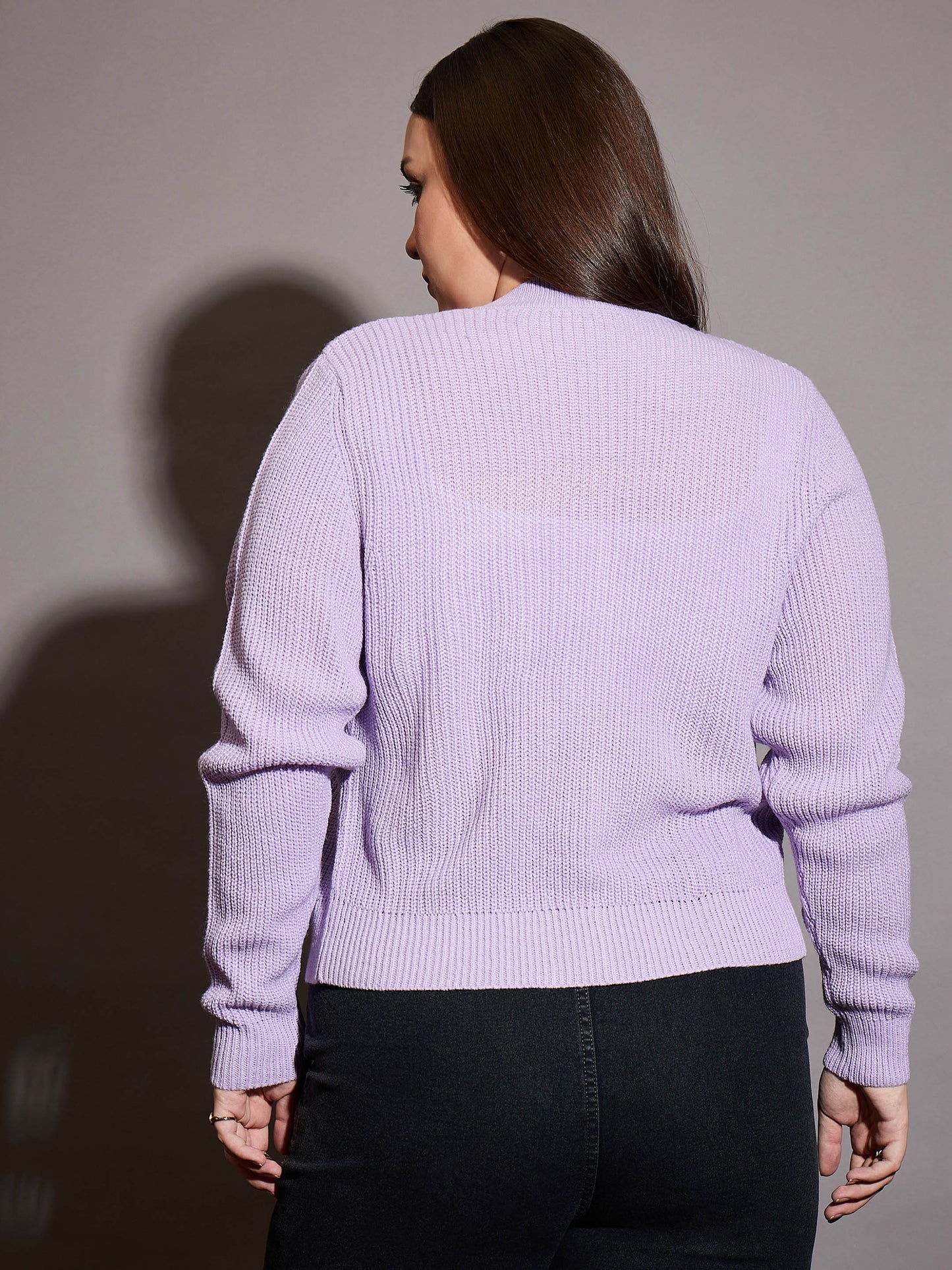 Curve Lavender Front Button Cardigan