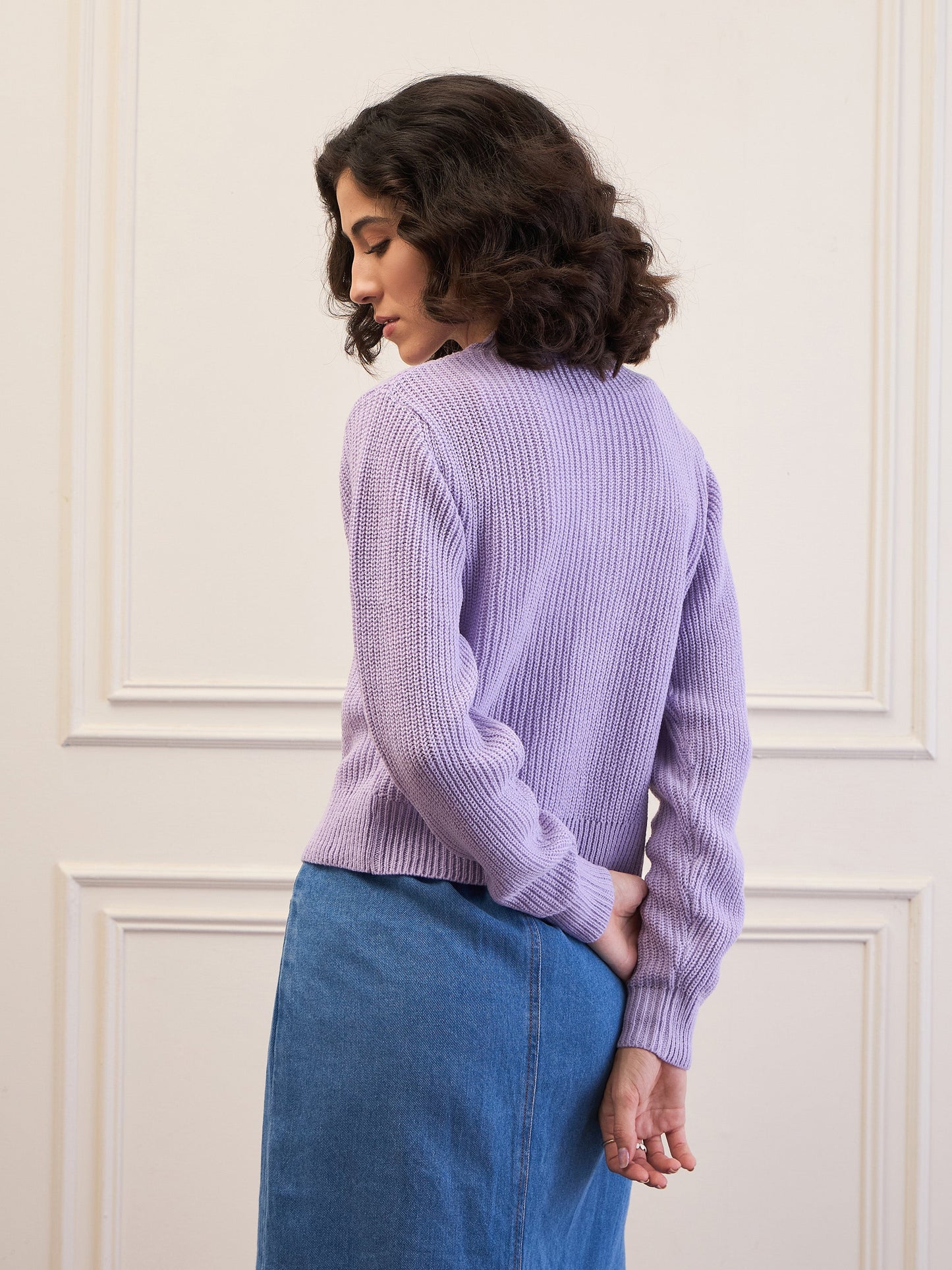 Lavender Front Button Cardigan