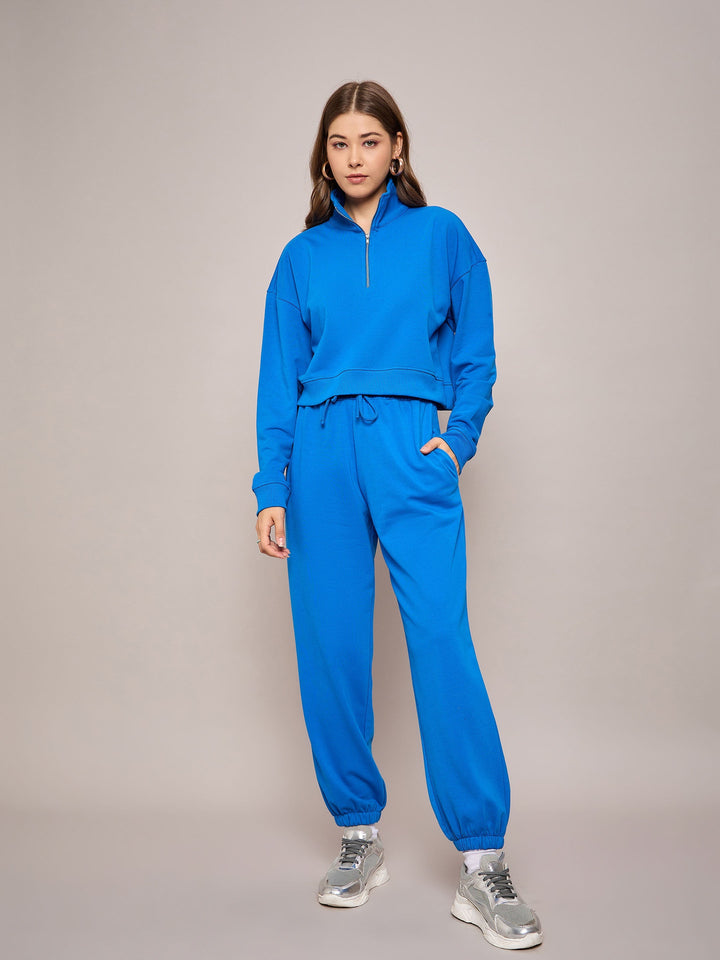 Royal Blue Terry Oversized Zipper Sweatshirt
