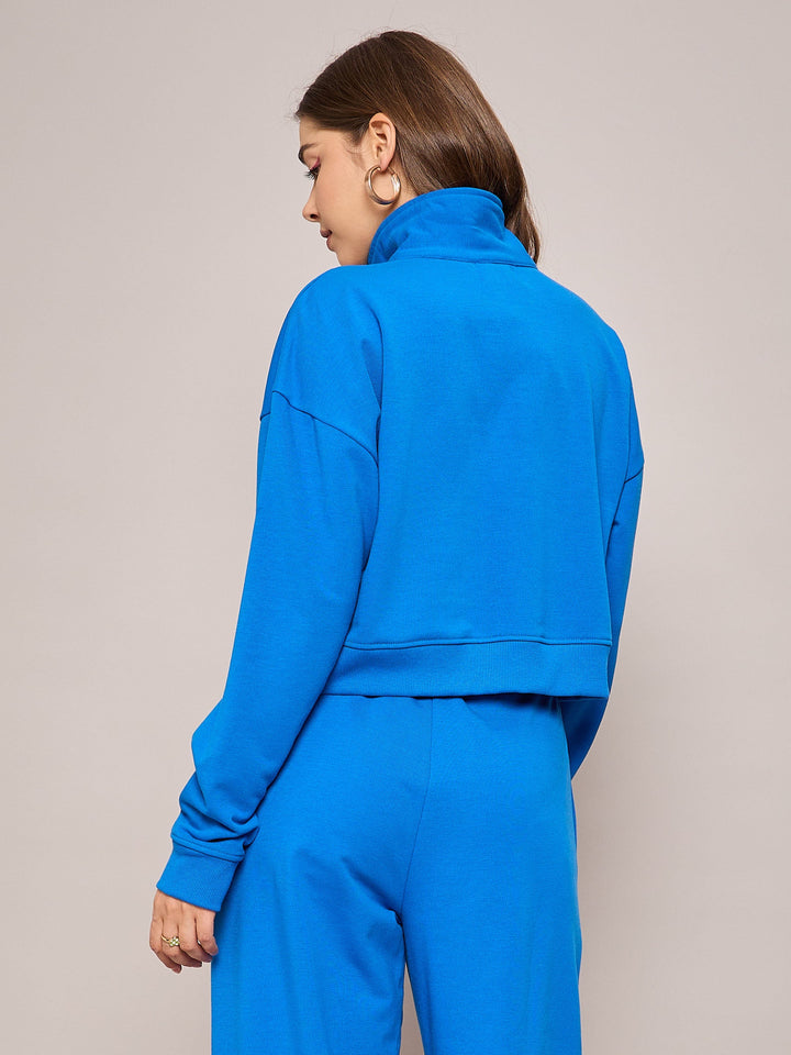 Royal Blue Terry Oversized Zipper Sweatshirt