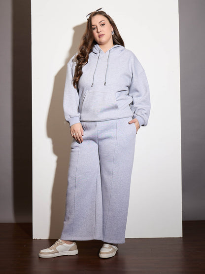 Grey Melange Fleece Hoodie