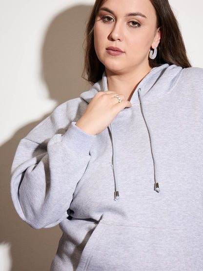 Grey Melange Fleece Hoodie