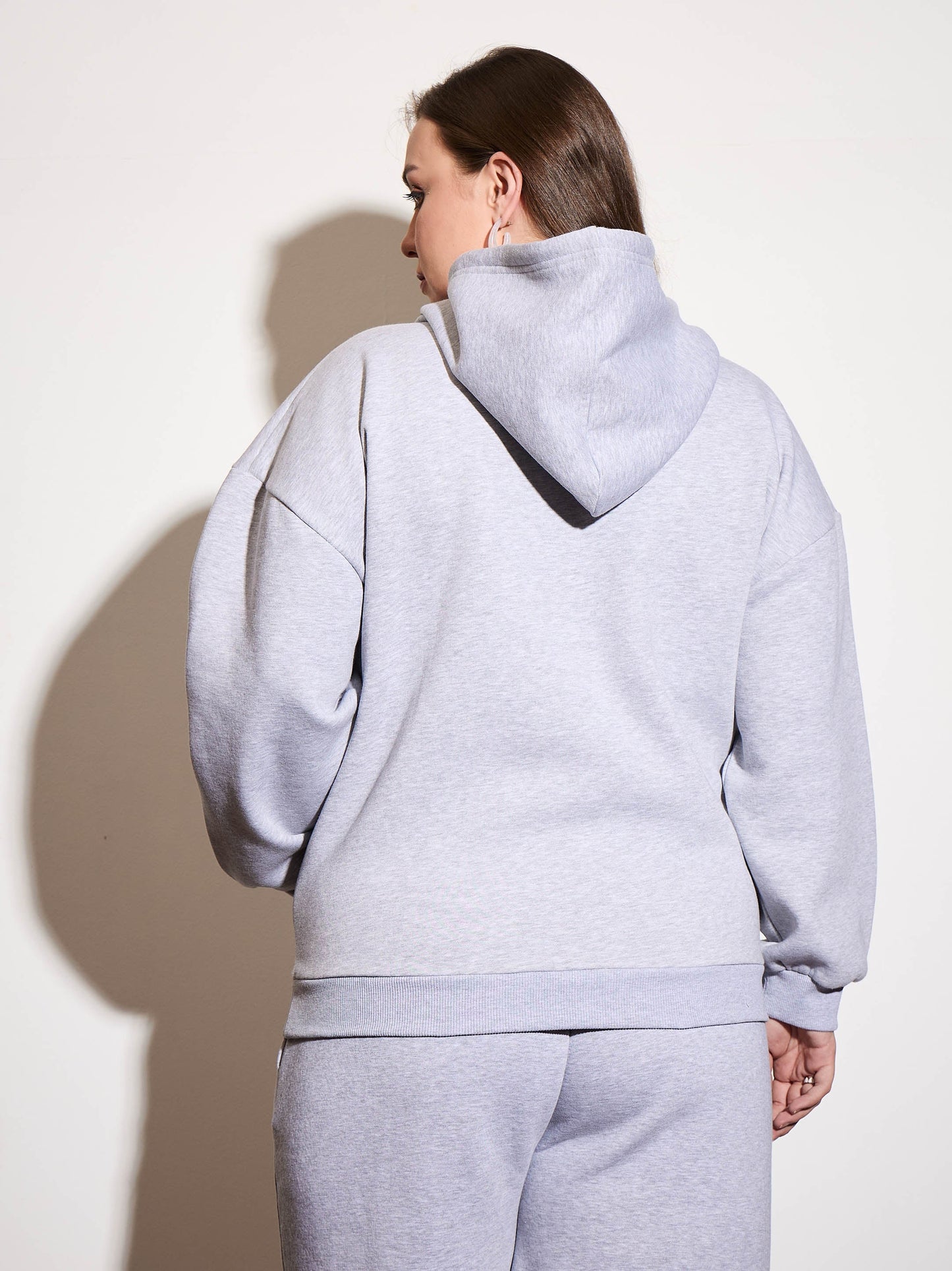 Grey Melange Fleece Hoodie