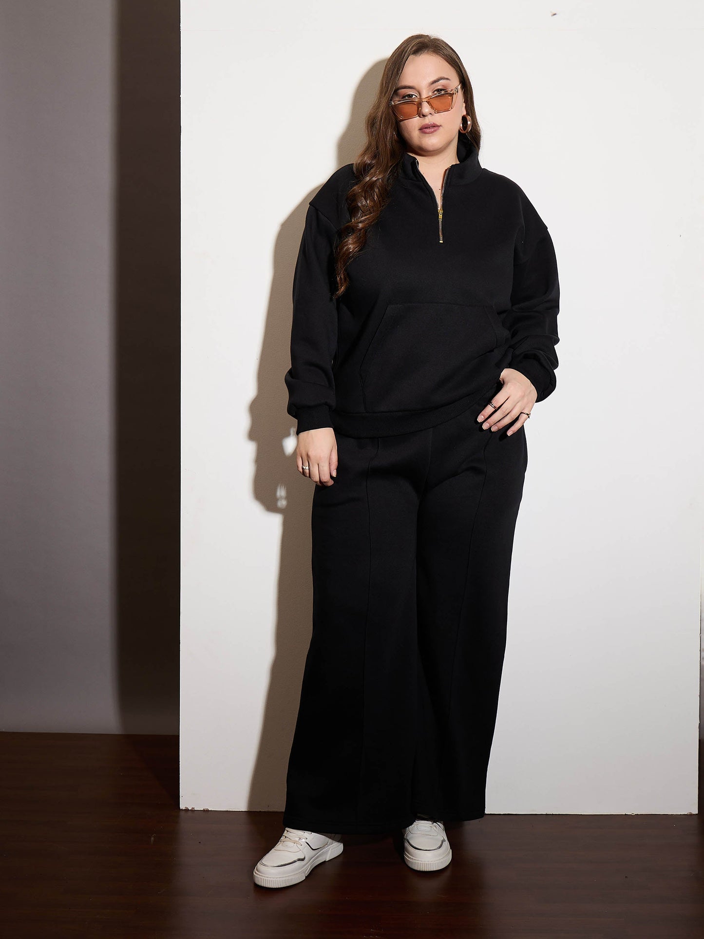 Black Fleece Half Zipper Sweatshirt