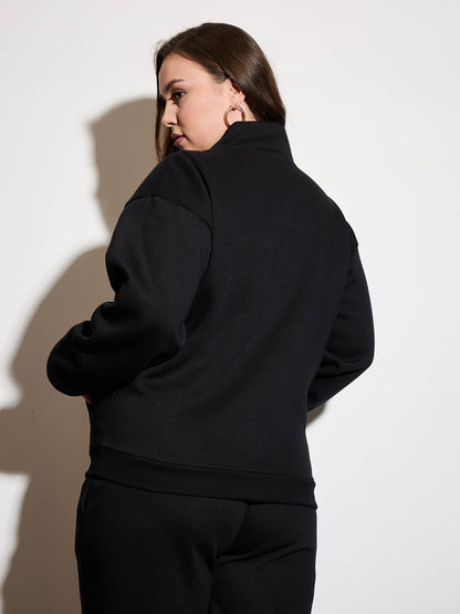 Black Fleece Half Zipper Sweatshirt