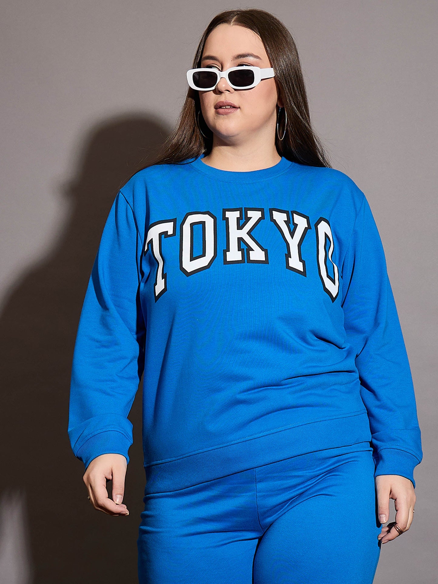 Royal Blue Terry TOKYO Printed Sweatshirt