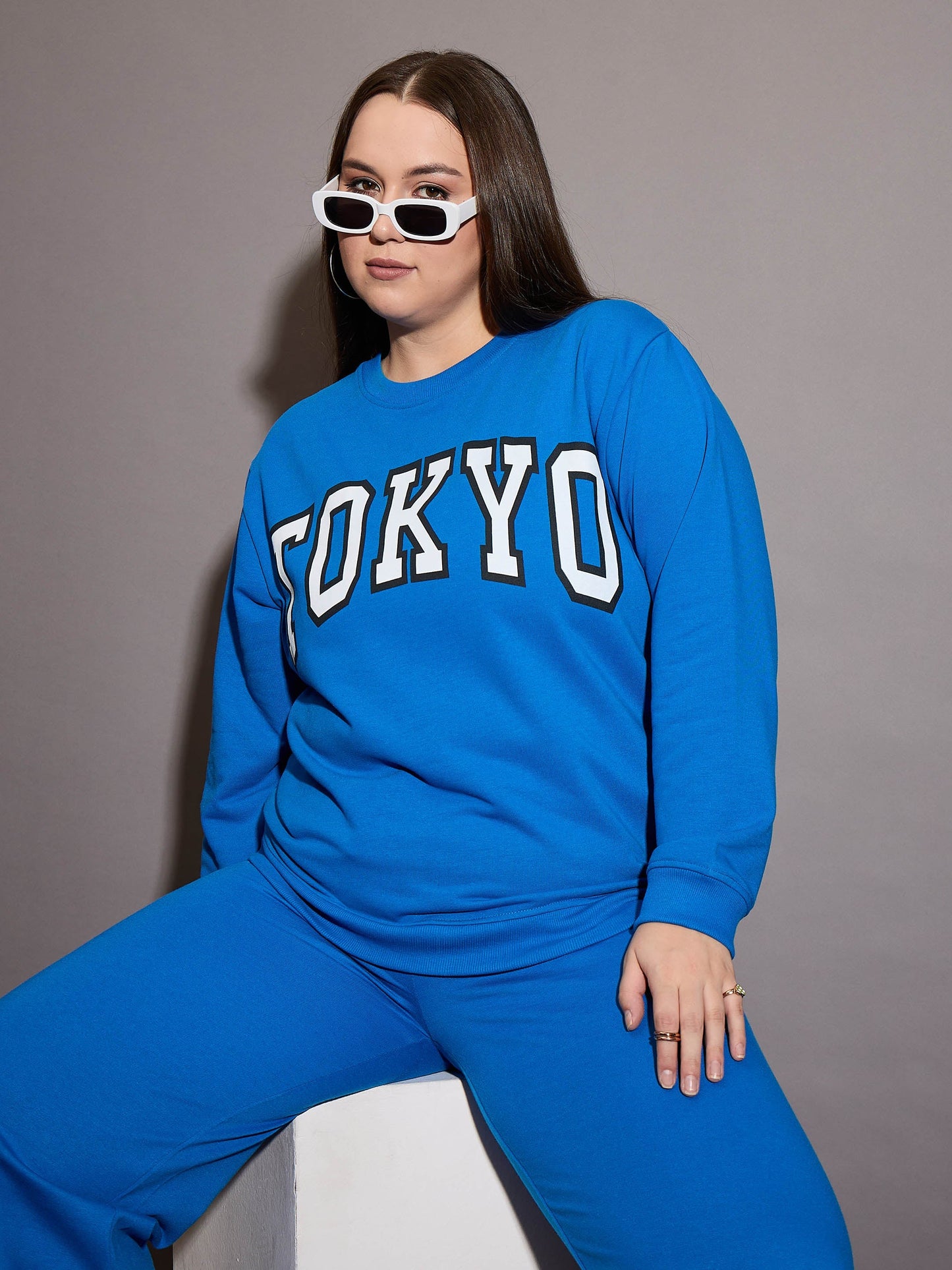 Royal Blue Terry TOKYO Printed Sweatshirt