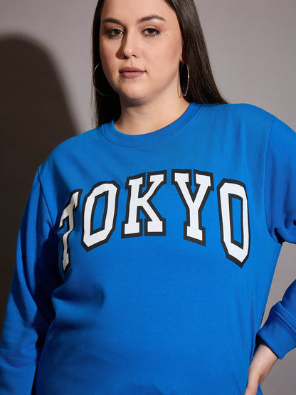 Royal Blue Terry TOKYO Printed Sweatshirt