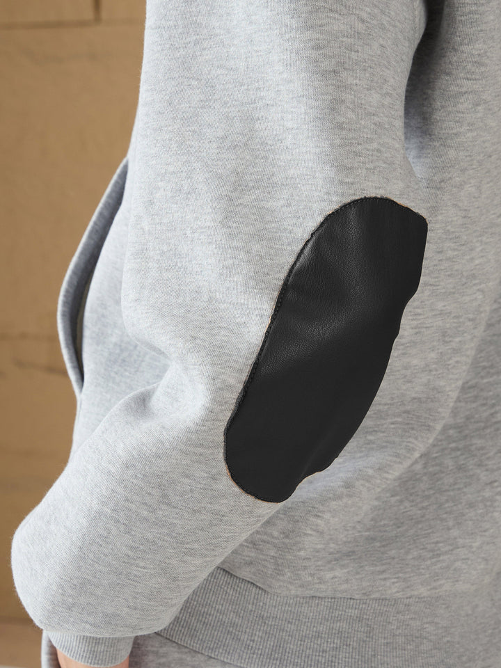Women Grey Melange Fleece Oversized Hoodie