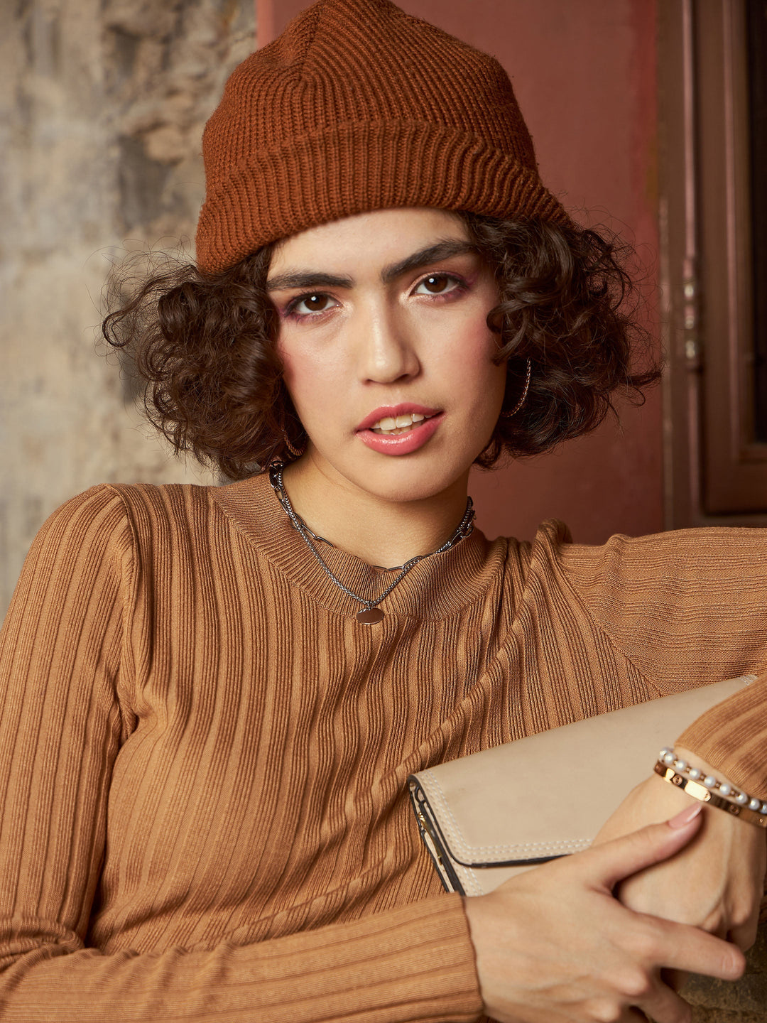 Beige Rib Sweater