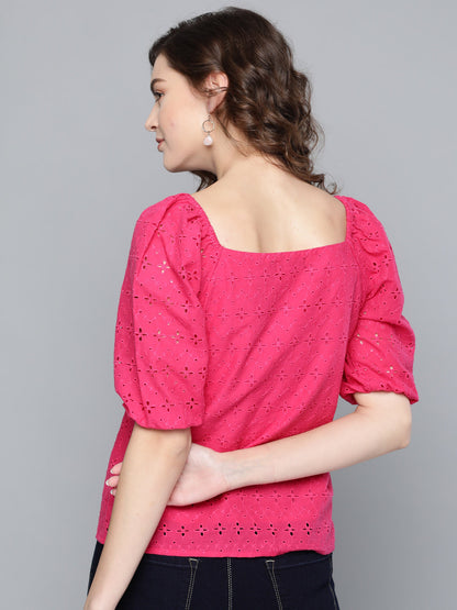 Fuchsia Puff Sleeve Top