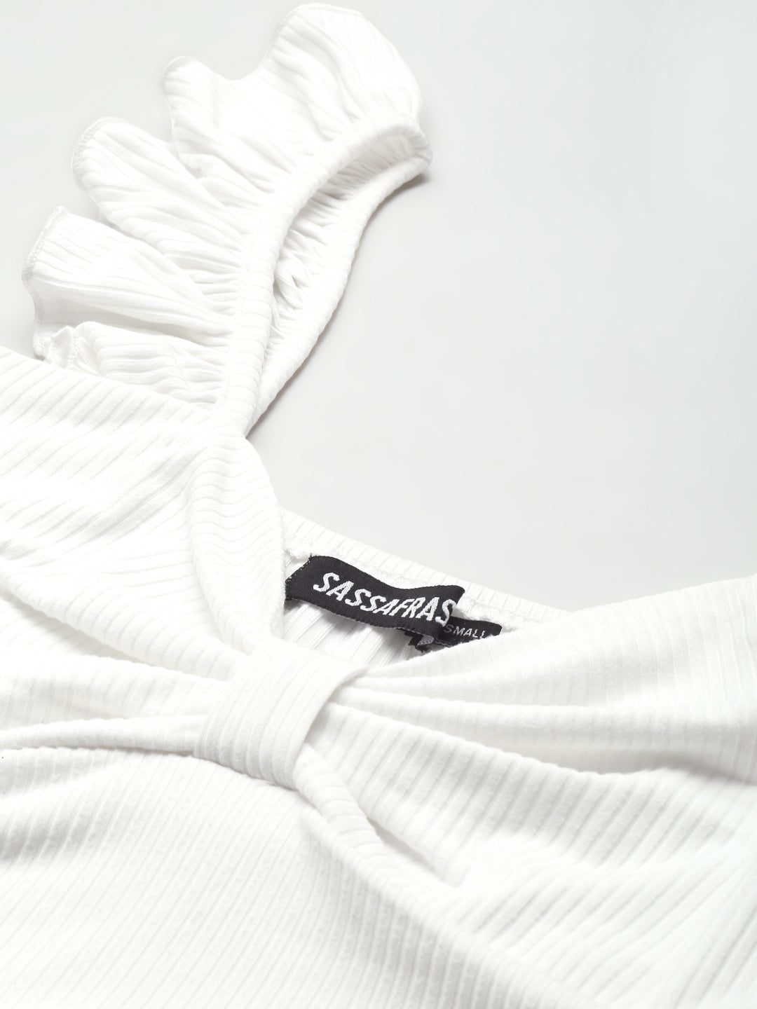 Women White Rib Sweetheart Neck Crop Top