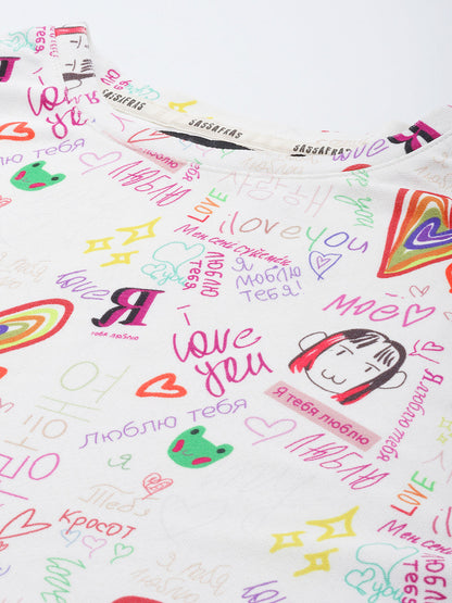 Women White Text Print Boxy Crop Top