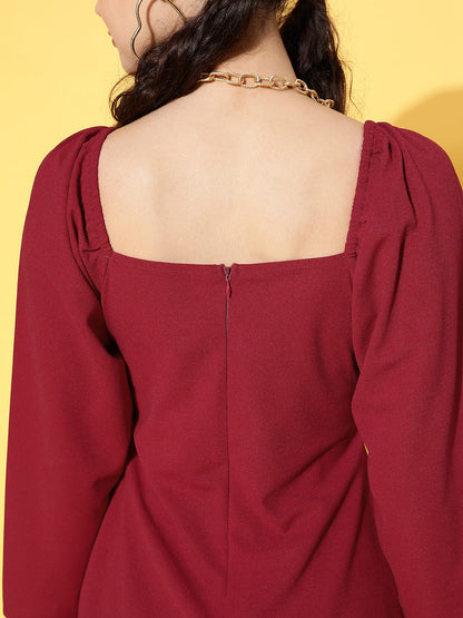Red Canton Front Twisted Knot Top