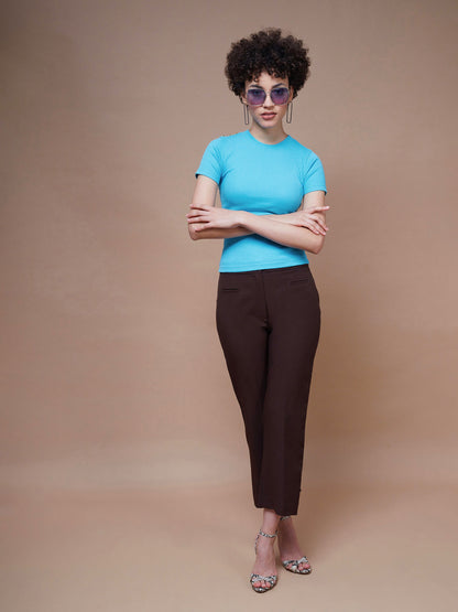 Turquoise Rib Round Neck Top