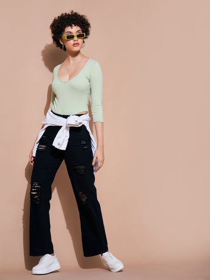 Jade Green Ribbed Bodysuit