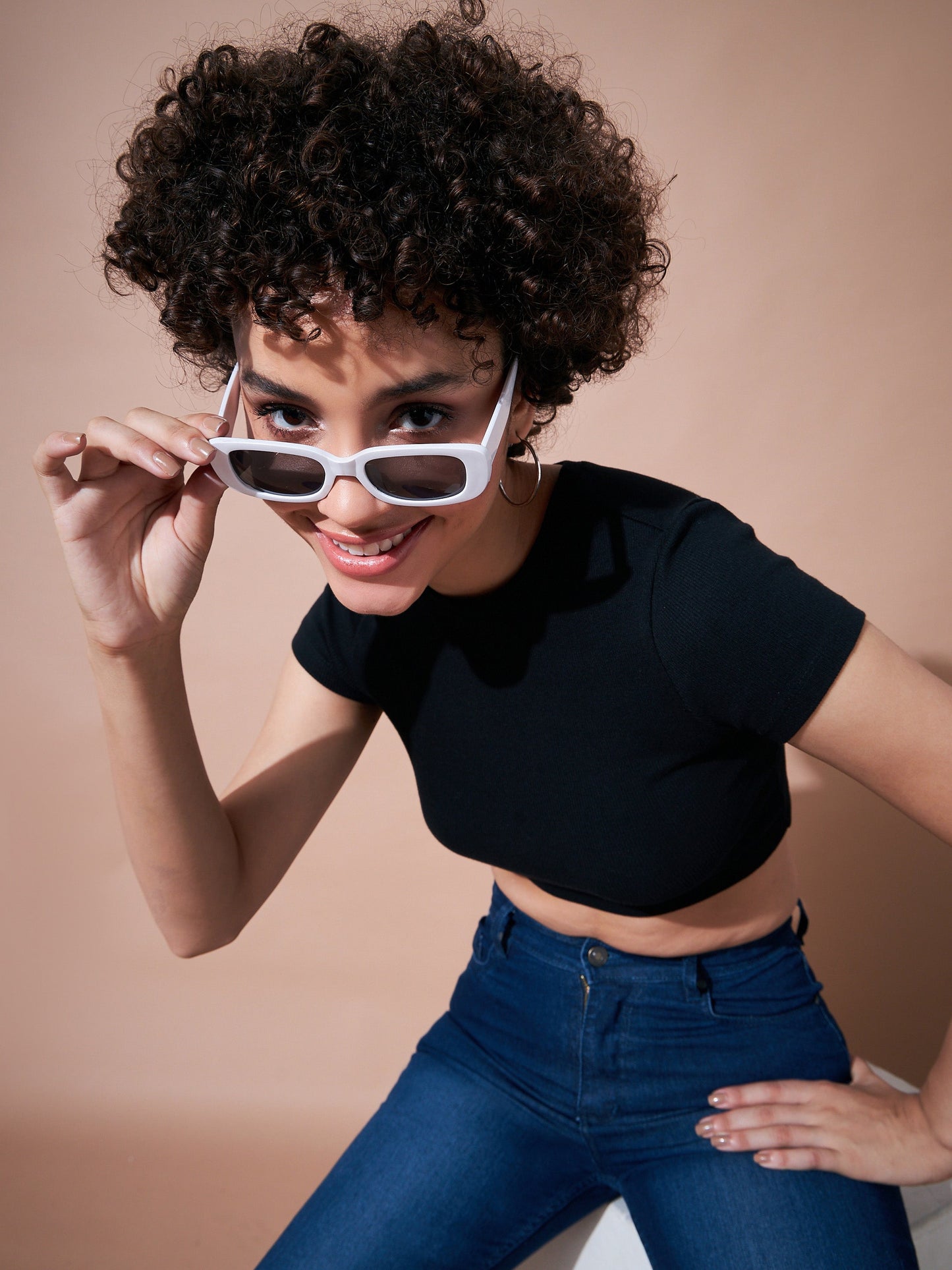 Black Rib Crop Tee