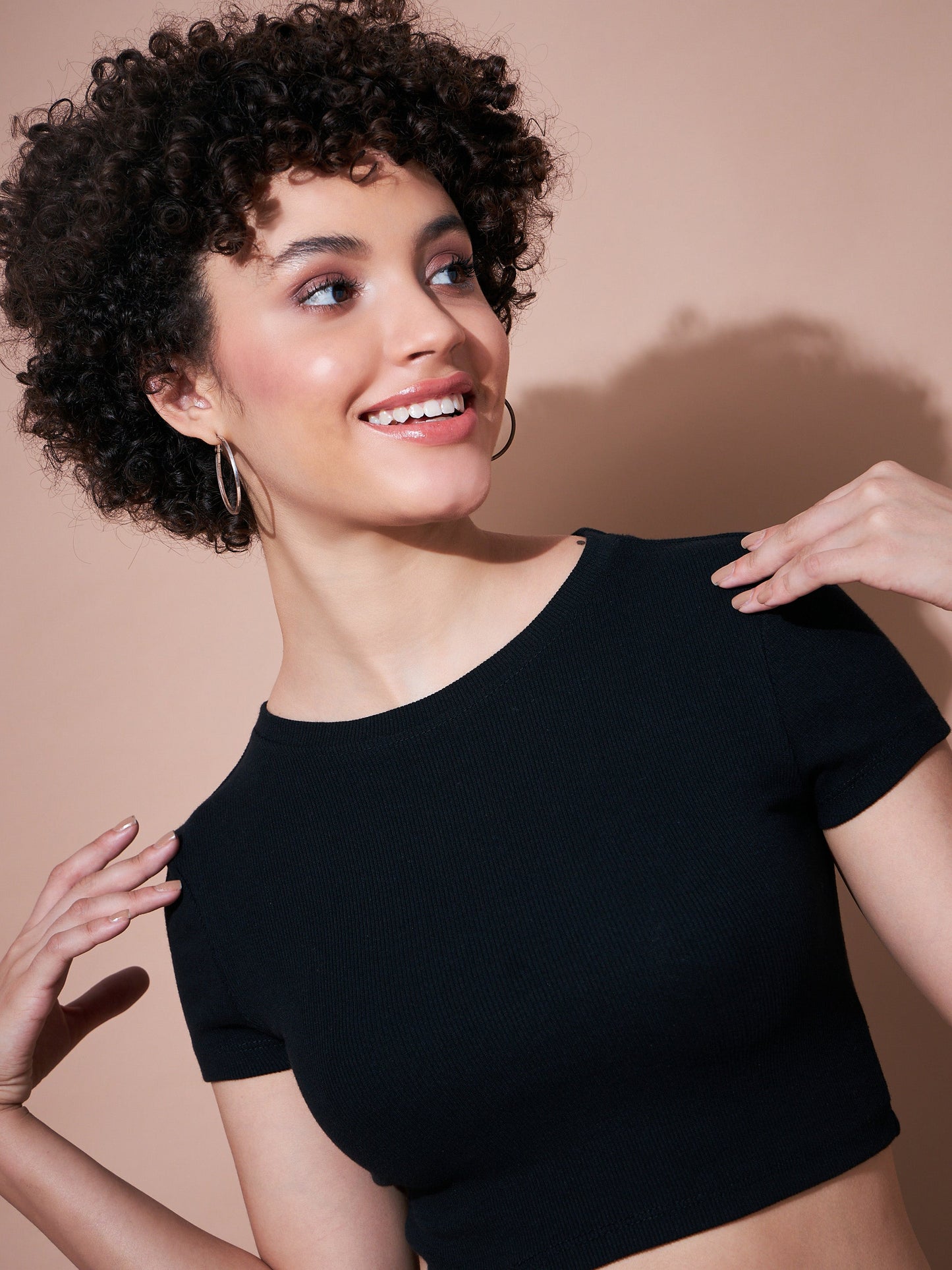 Black Rib Crop Tee