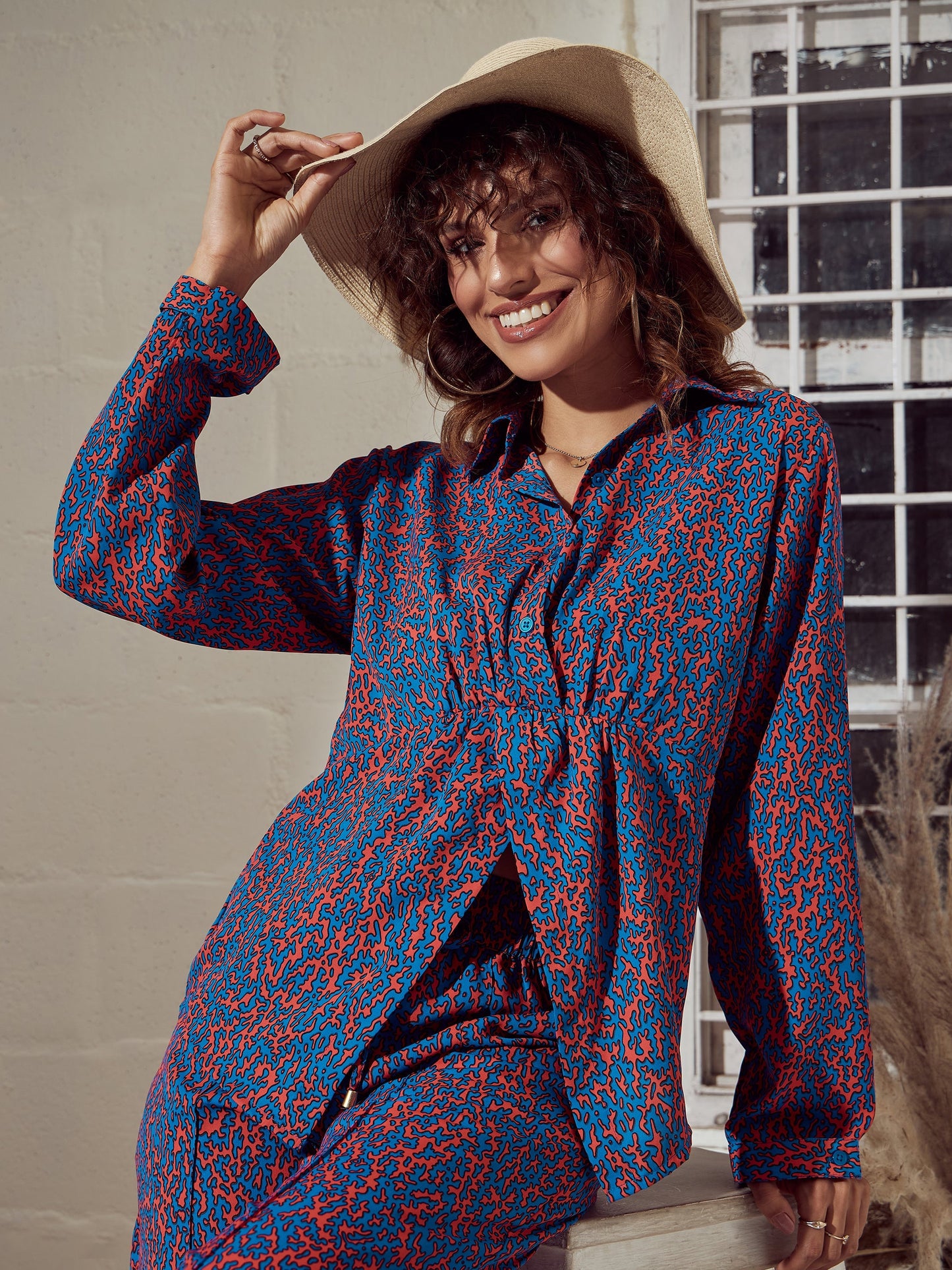 Blue Abstract Twisted Top