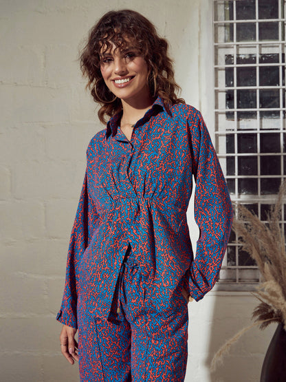 Blue Abstract Twisted Top