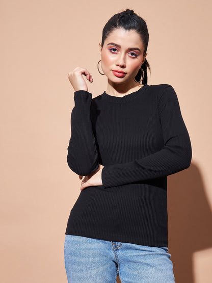 Black Full Sleeves RIb Top