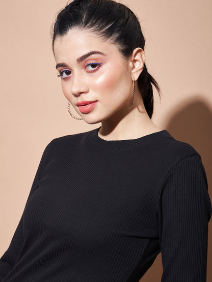 Black Full Sleeves RIb Top