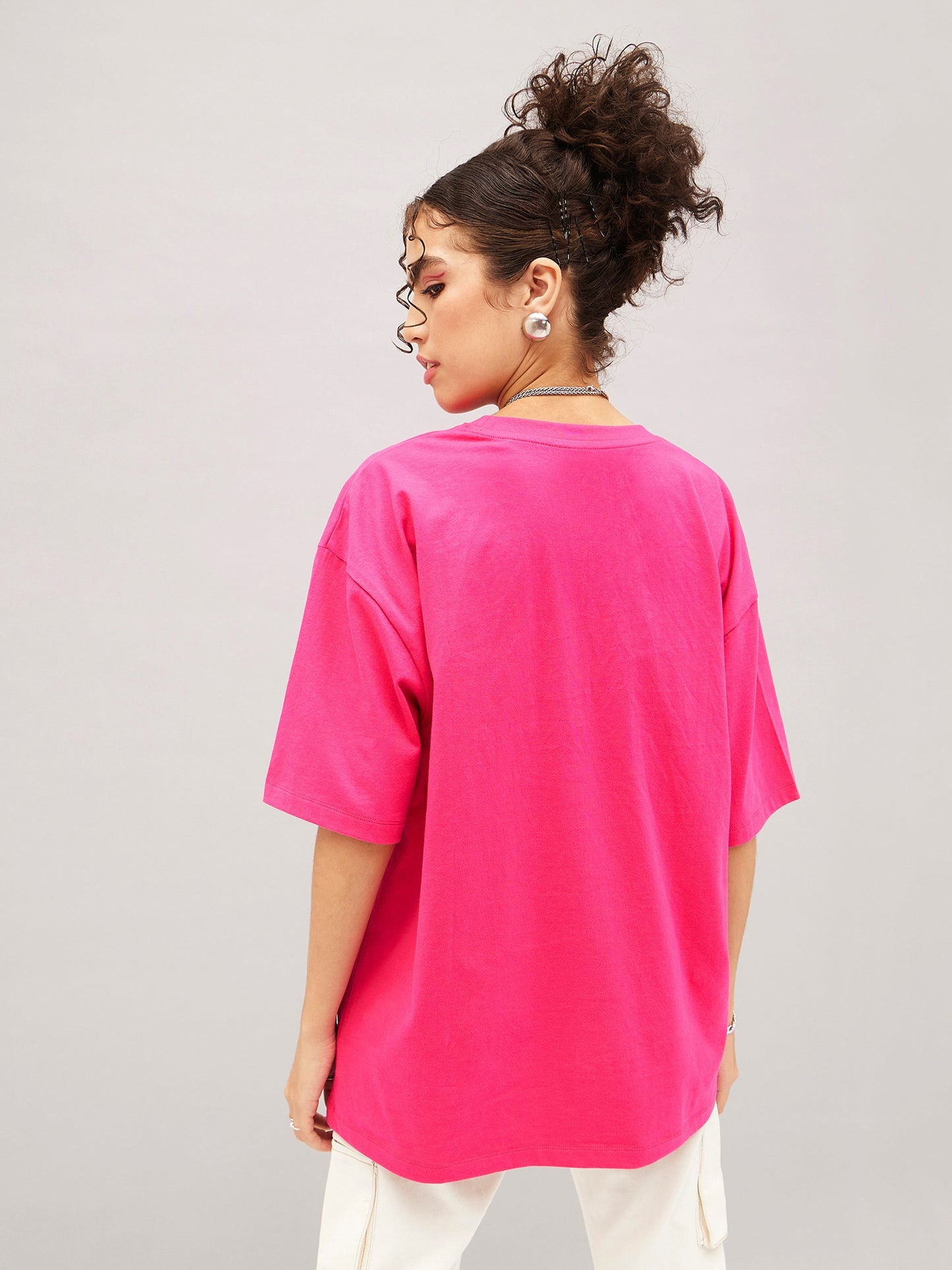 Barbie Pink Cat Print Oversized T-shirt