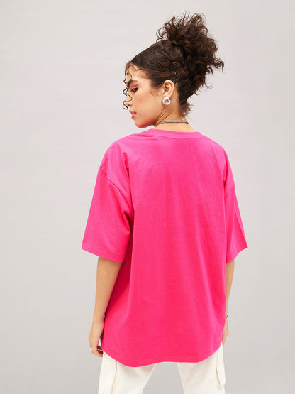 Barbie Pink Cat Print Oversized T-shirt