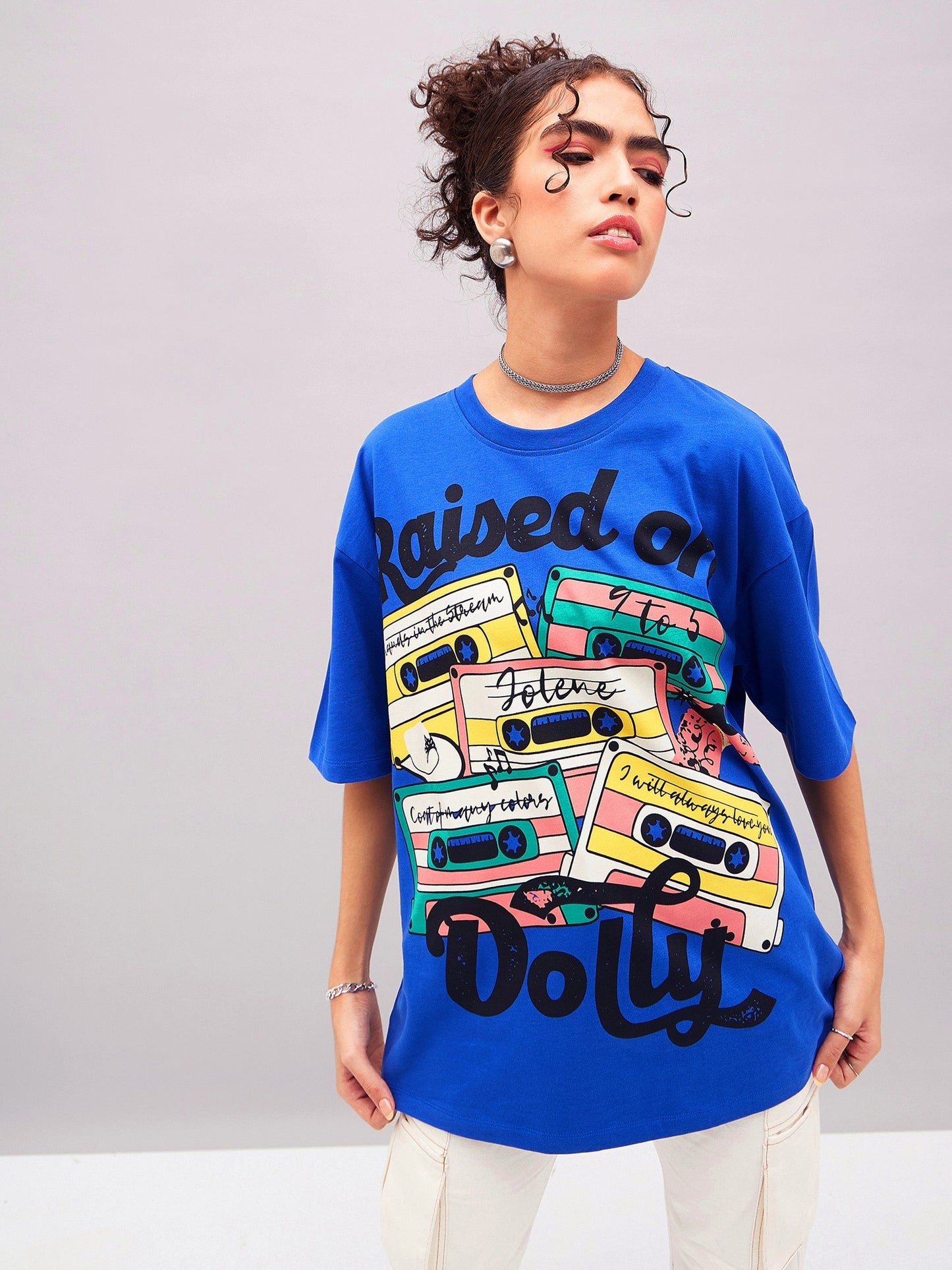 Royal Blue Raised On Oversized T-shirt