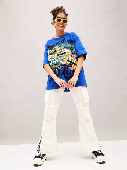 Royal Blue Raised On Oversized T-shirt