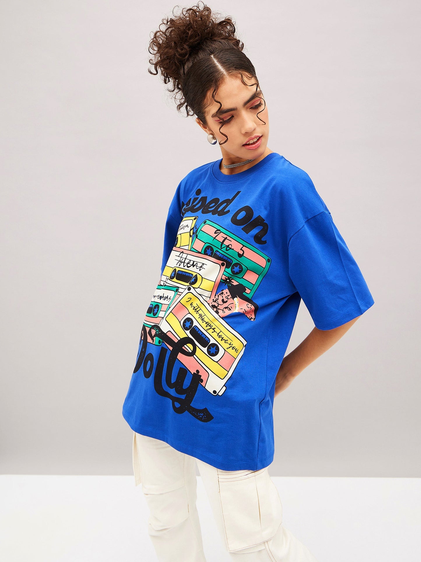 Royal Blue Raised On Oversized T-shirt