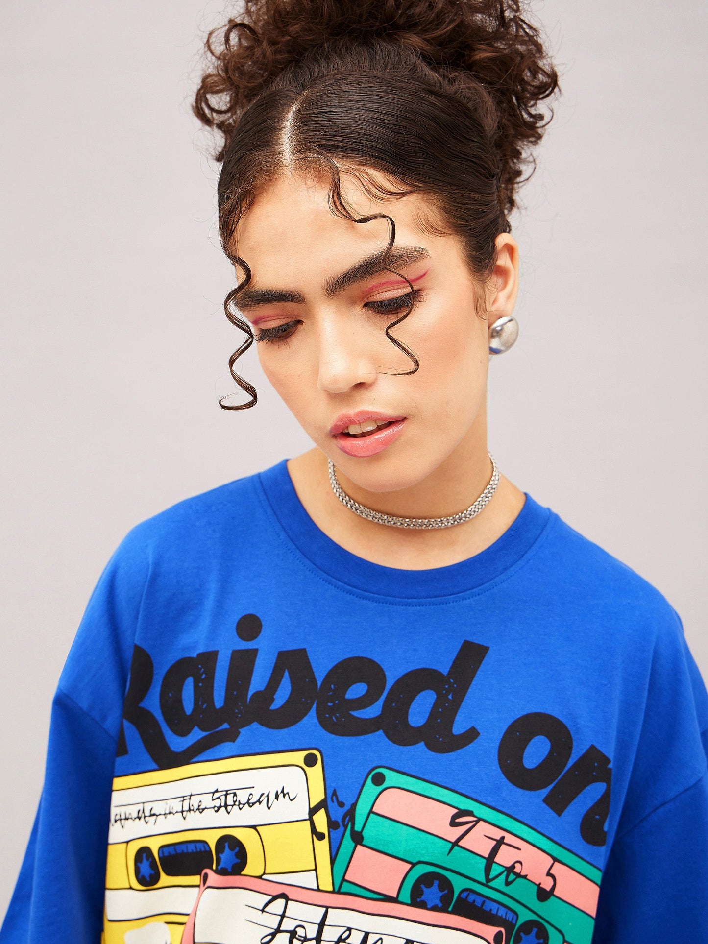 Royal Blue Raised On Oversized T-shirt
