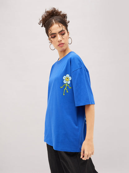Royal Blue Focus On The Step Oversized T-shirt