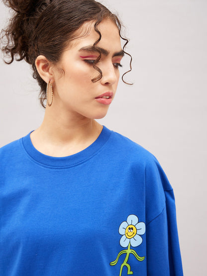 Royal Blue Focus On The Step Oversized T-shirt