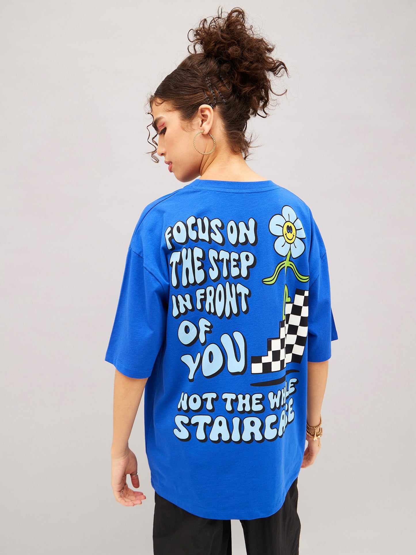 Royal Blue Focus On The Step Oversized T-shirt