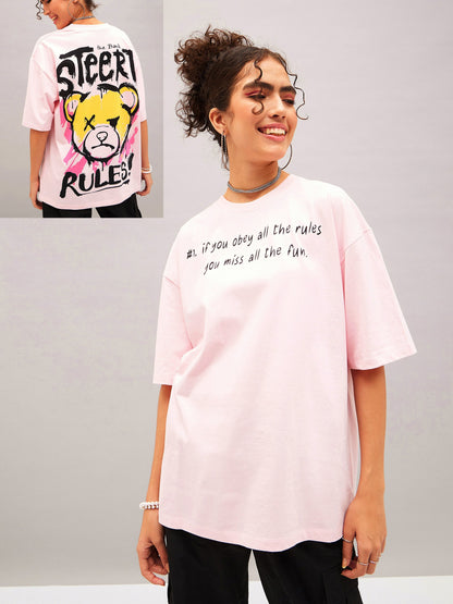 Pastel Pink Street Rules Oversized T-shirt