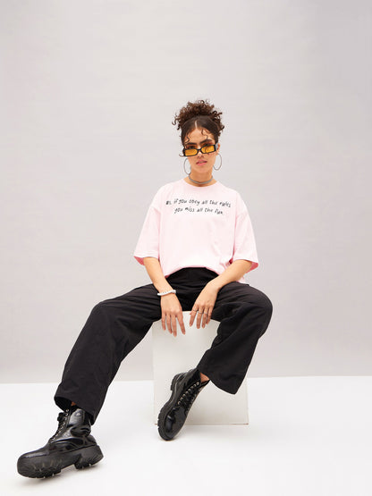 Pastel Pink Street Rules Oversized T-shirt