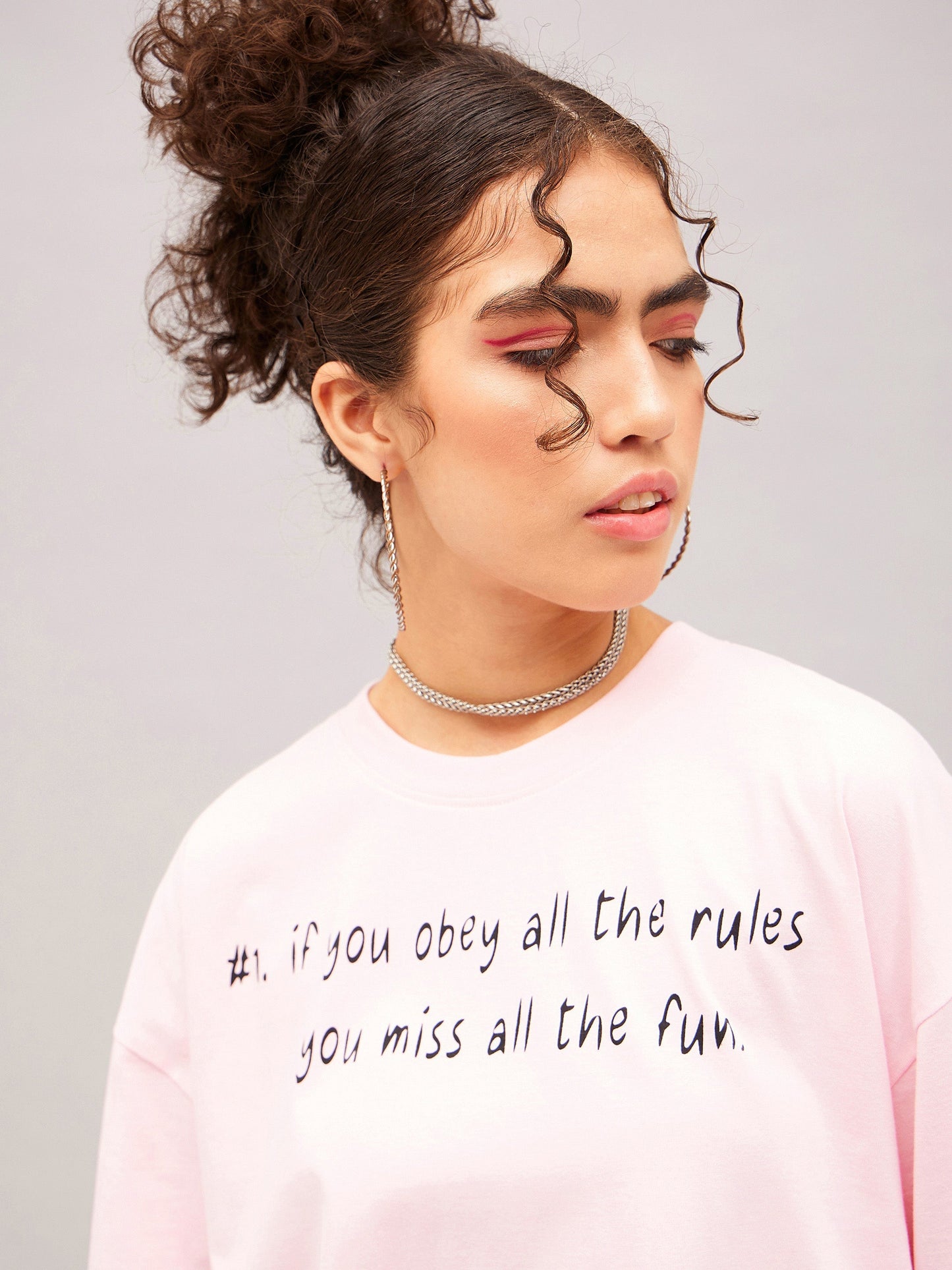 Pastel Pink Street Rules Oversized T-shirt