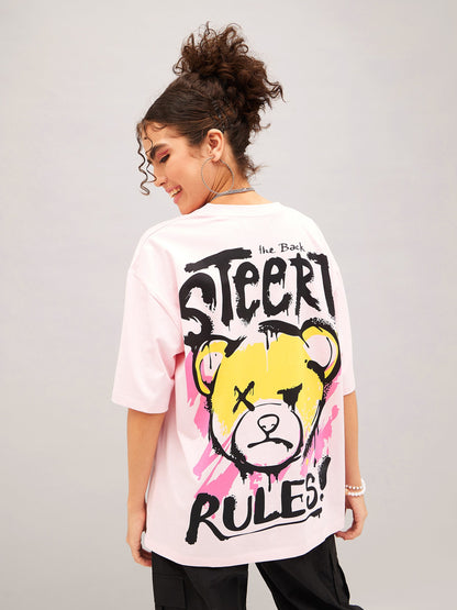 Pastel Pink Street Rules Oversized T-shirt