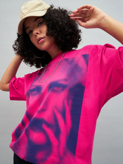 Barbie Pink Photographic Print Oversized T-shirt