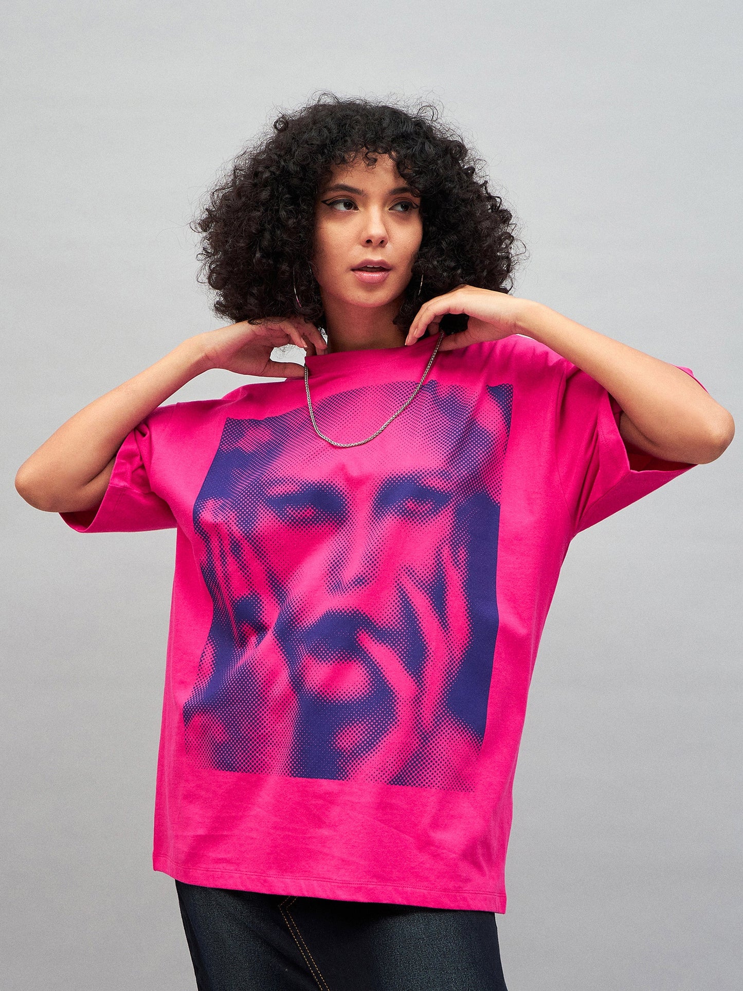 Barbie Pink Photographic Print Oversized T-shirt