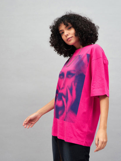 Barbie Pink Photographic Print Oversized T-shirt