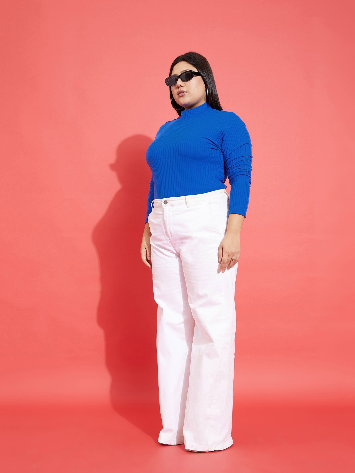 Royal Blue Rib High Neck Top