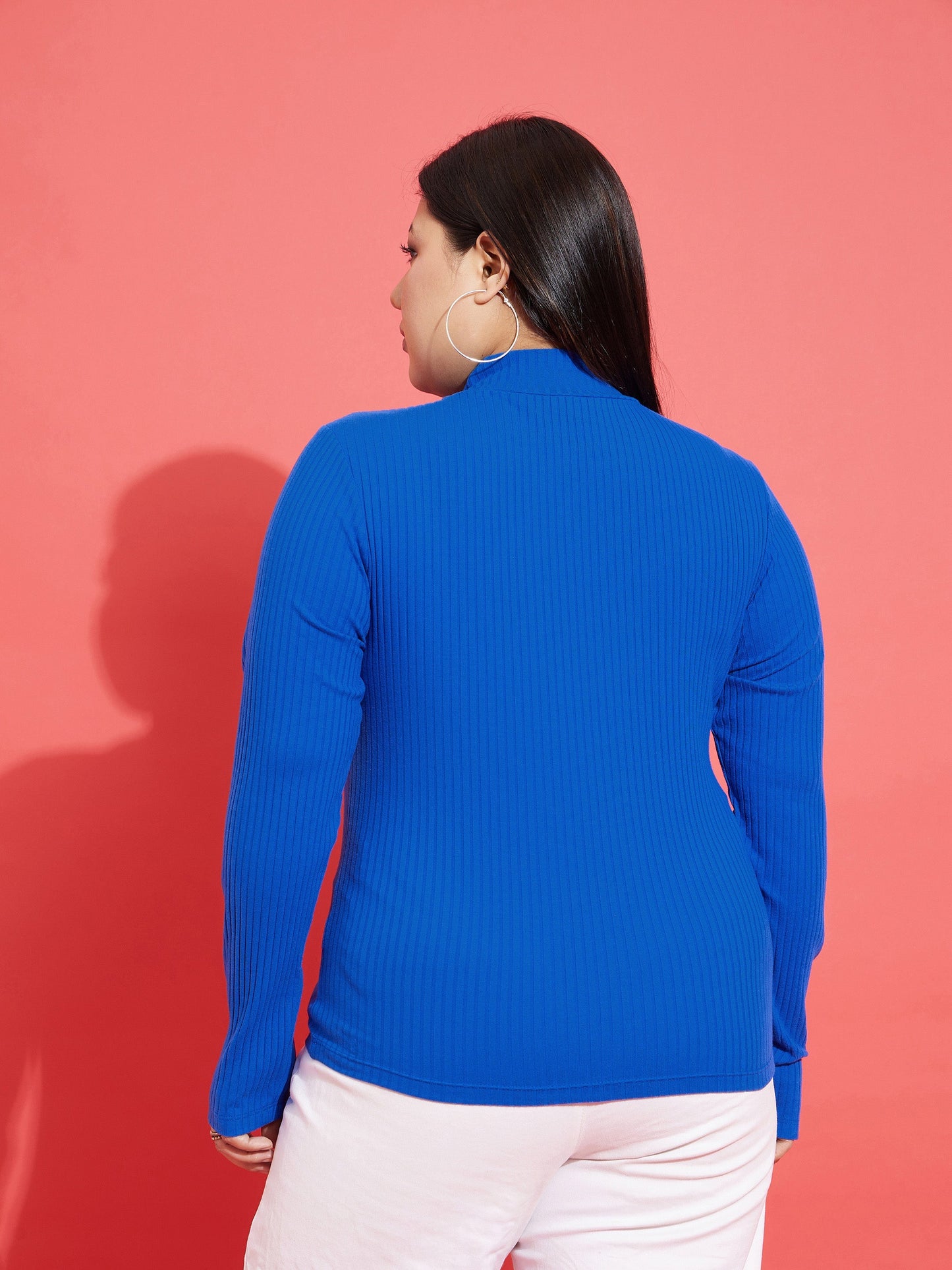 Royal Blue Rib High Neck Top
