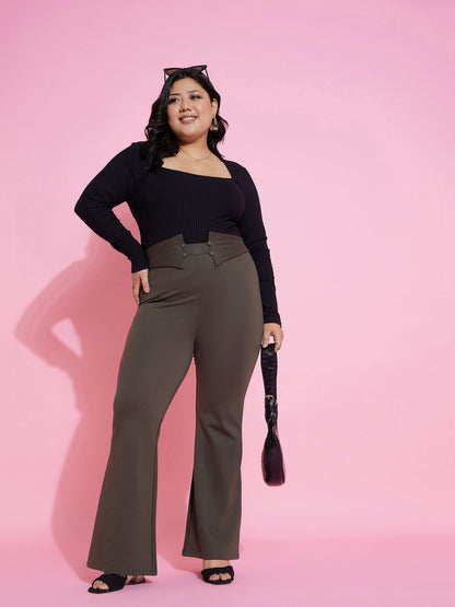 Black Rib Empire Neck Top-SASSAFRAS Curve