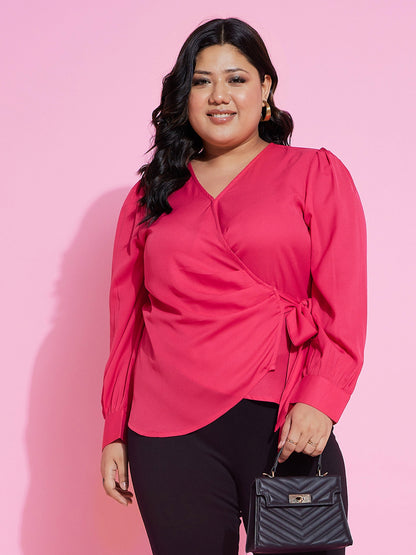 Maroon Side Knot Peplum Top