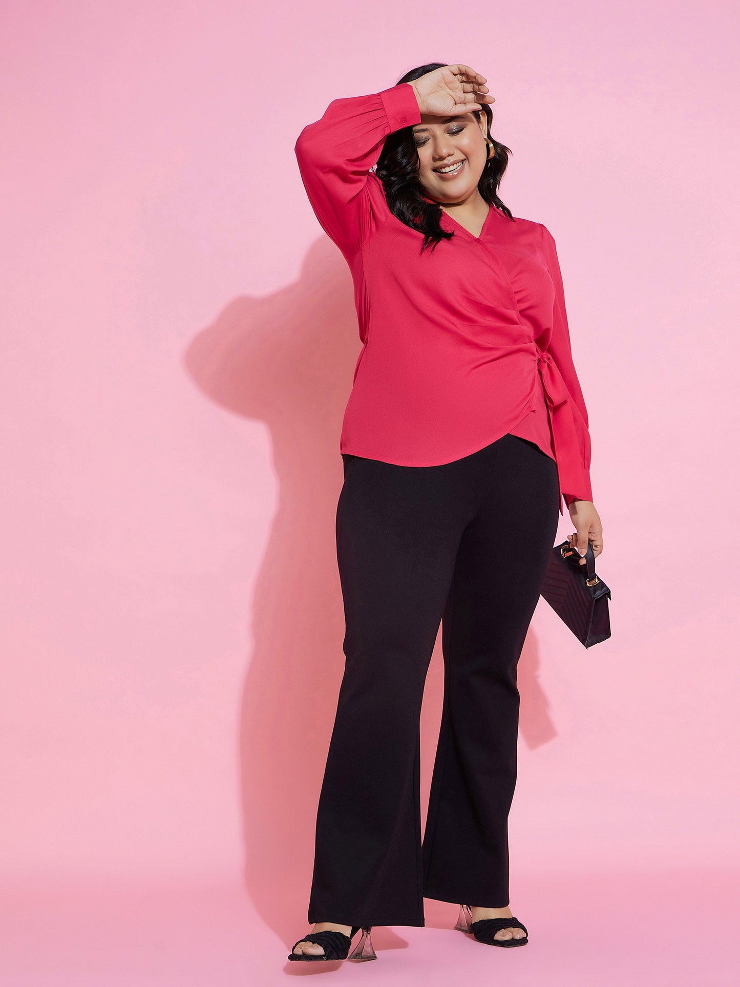 Maroon Side Knot Peplum Top